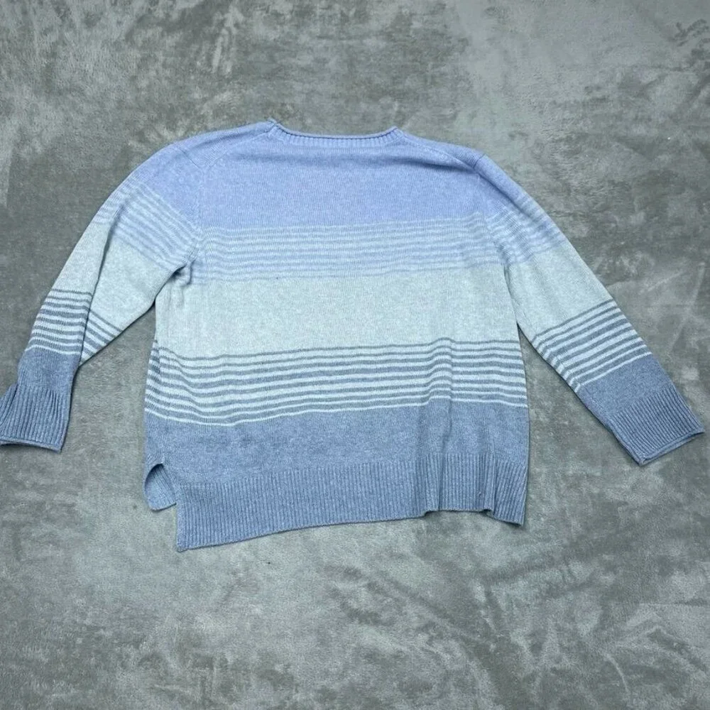 Ella Moss XXL Blue Striped Sweater Crewneck Long Sleeve Knit Lightweight a0598